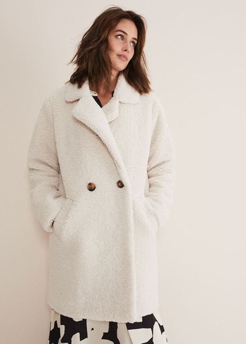 Phase Eight Libbie Longline Teddy Coats White Australia | LR5148602